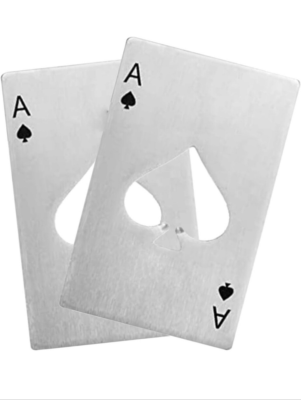 Ace Of Spades Card Bottle Opener Stainless Steel - 2 Pk